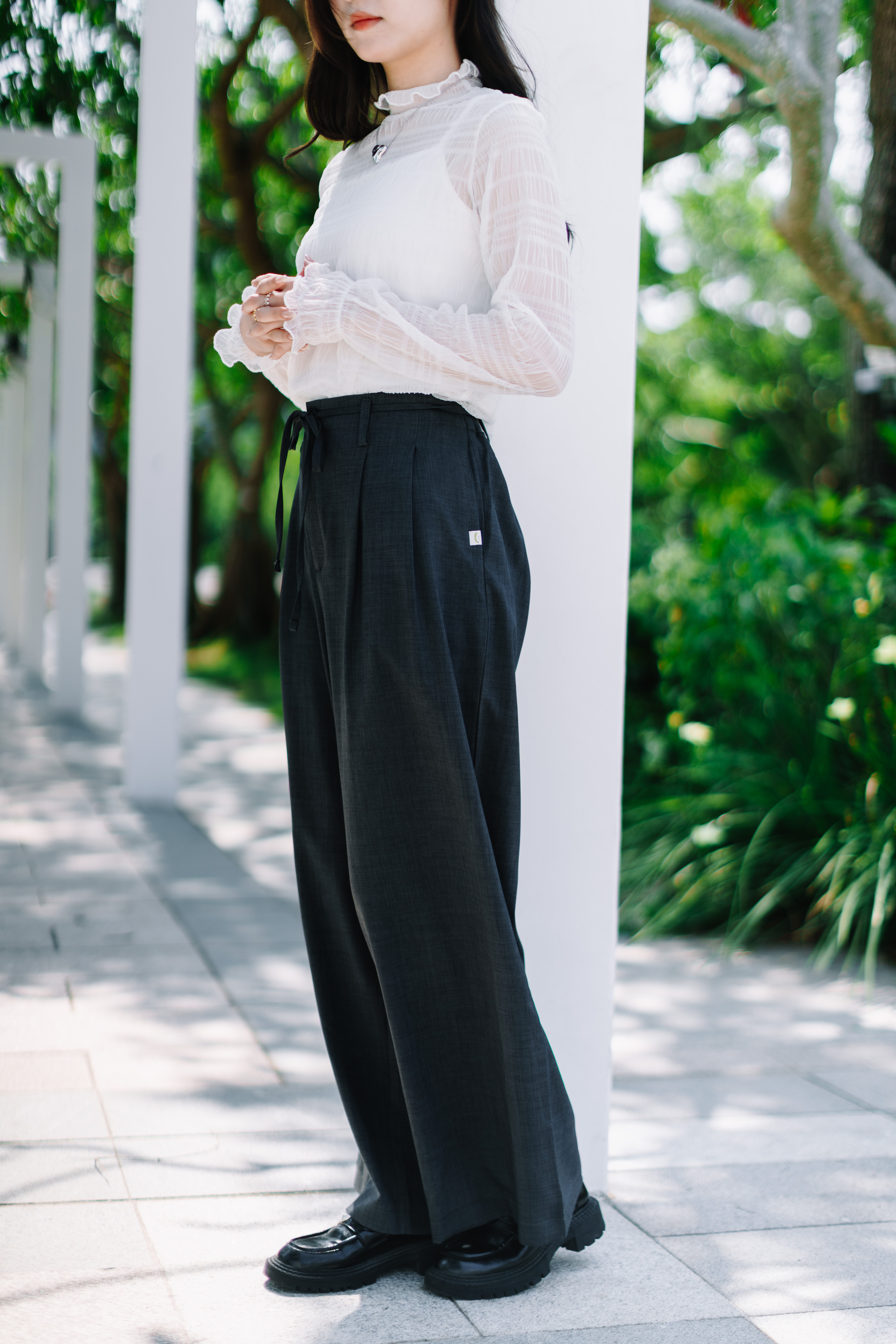 兩色 / 綁繩垂感西裝長褲 / Tie-Belt Draped Smart Trousers