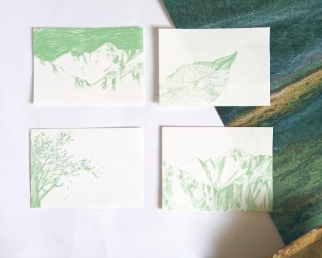 無色綻放．山樹葉 便箋卡 拼貼素材