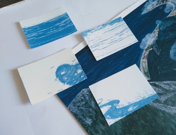 無色綻放．河海湖 便箋卡 拼貼素材