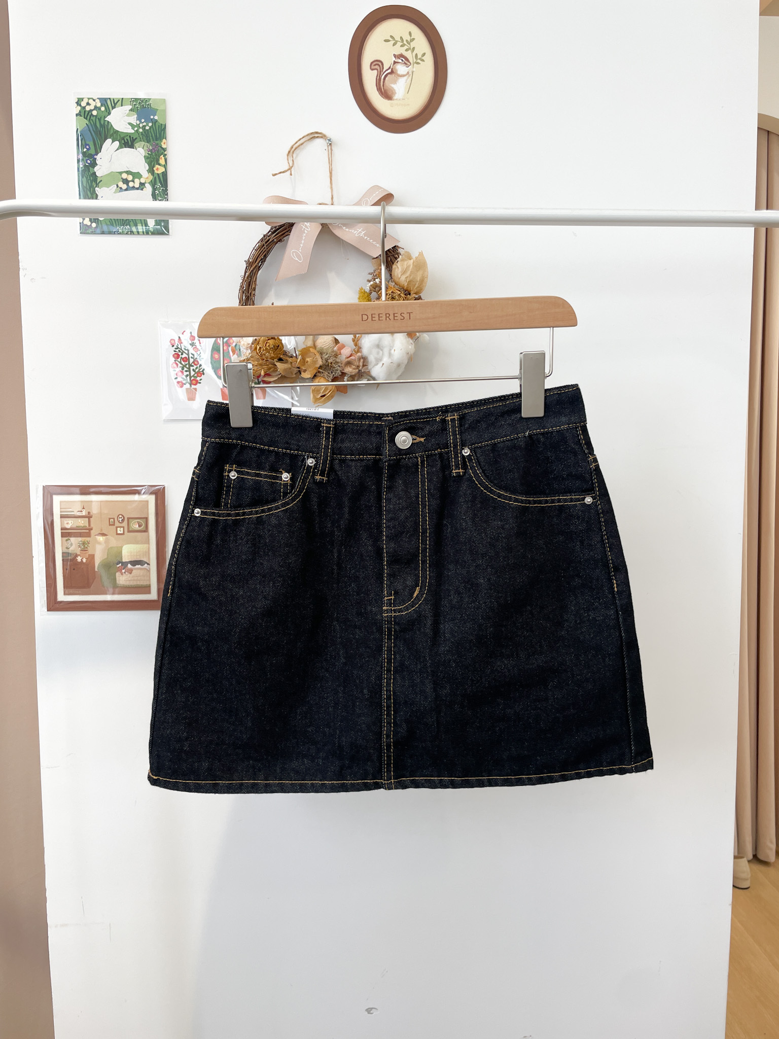 SK537 Petite Dark Denim Mini Skirt