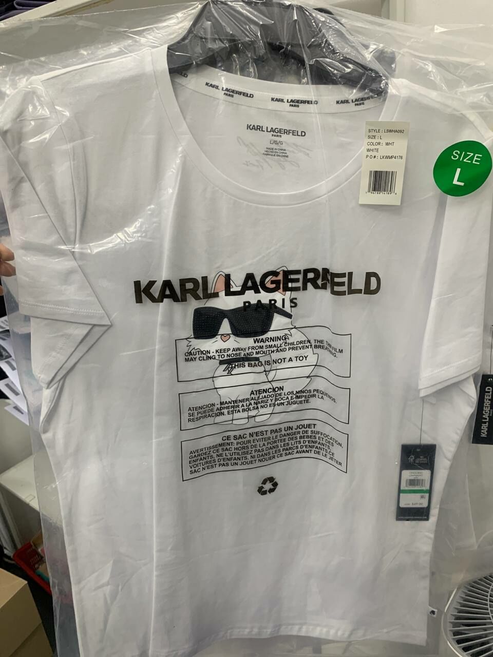 [S] KARL LAGERFELD WHITE CHARACTER CAT LOGO T-SHIRT, L5WHA092-WHT (SKL1218)