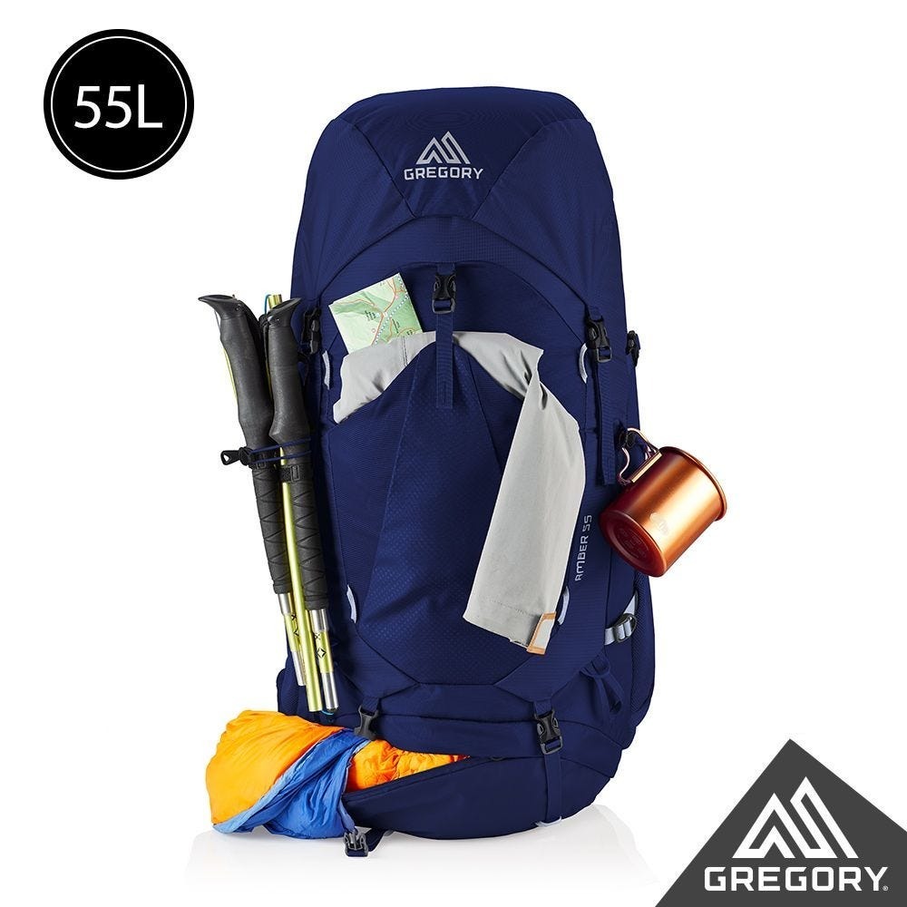 【Gregory】女 55L AMBER 登山背包 [夜景藍、北極灰] / GG126869