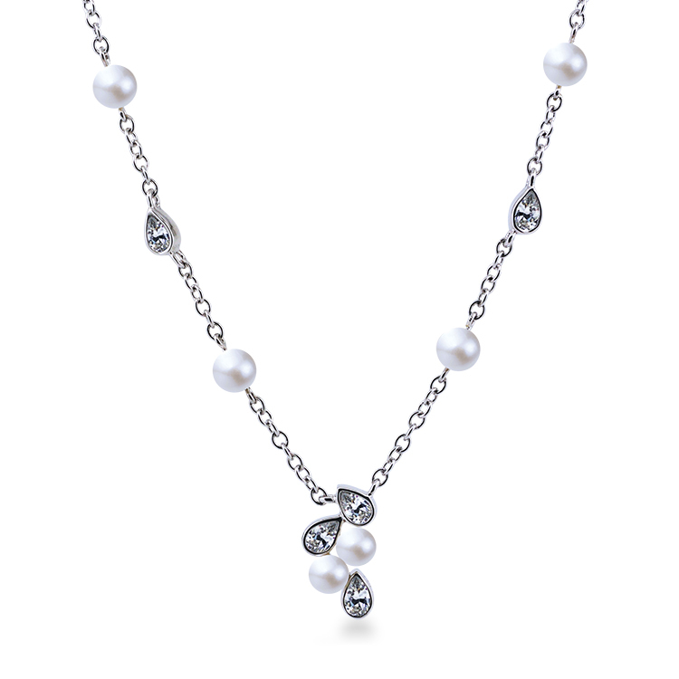 天然珍珠「幸福」925純銀套鍊 (16吋+4公分延長鍊)-SPS0002