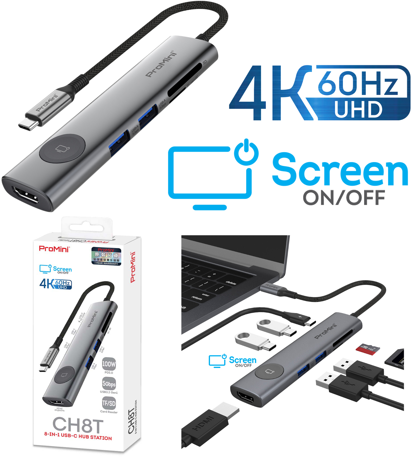 ProMini CH8T 8-in-1 USB-C Hub Station