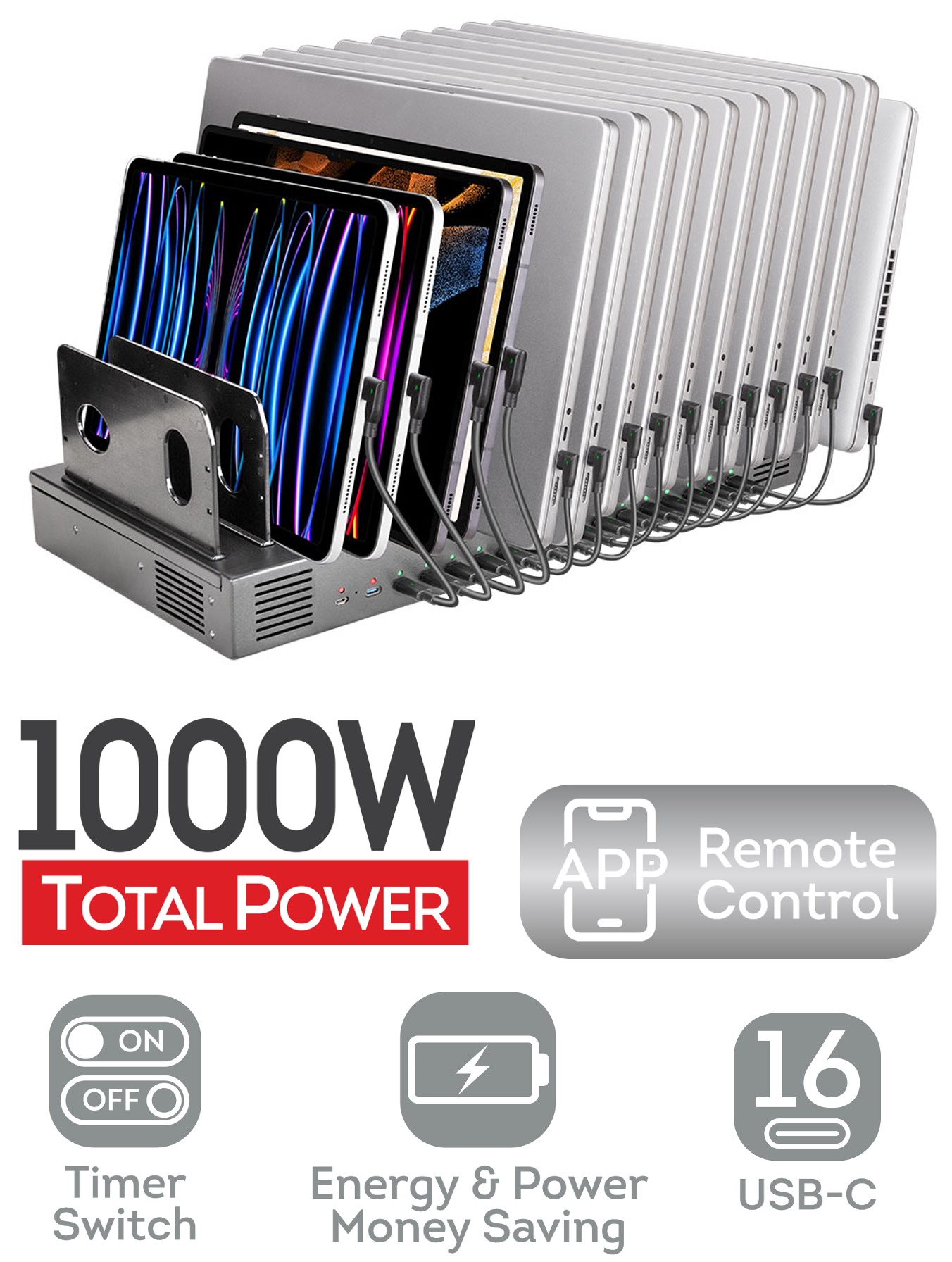 ProMini CS16T 16-port 1000W USB-C Charging Station