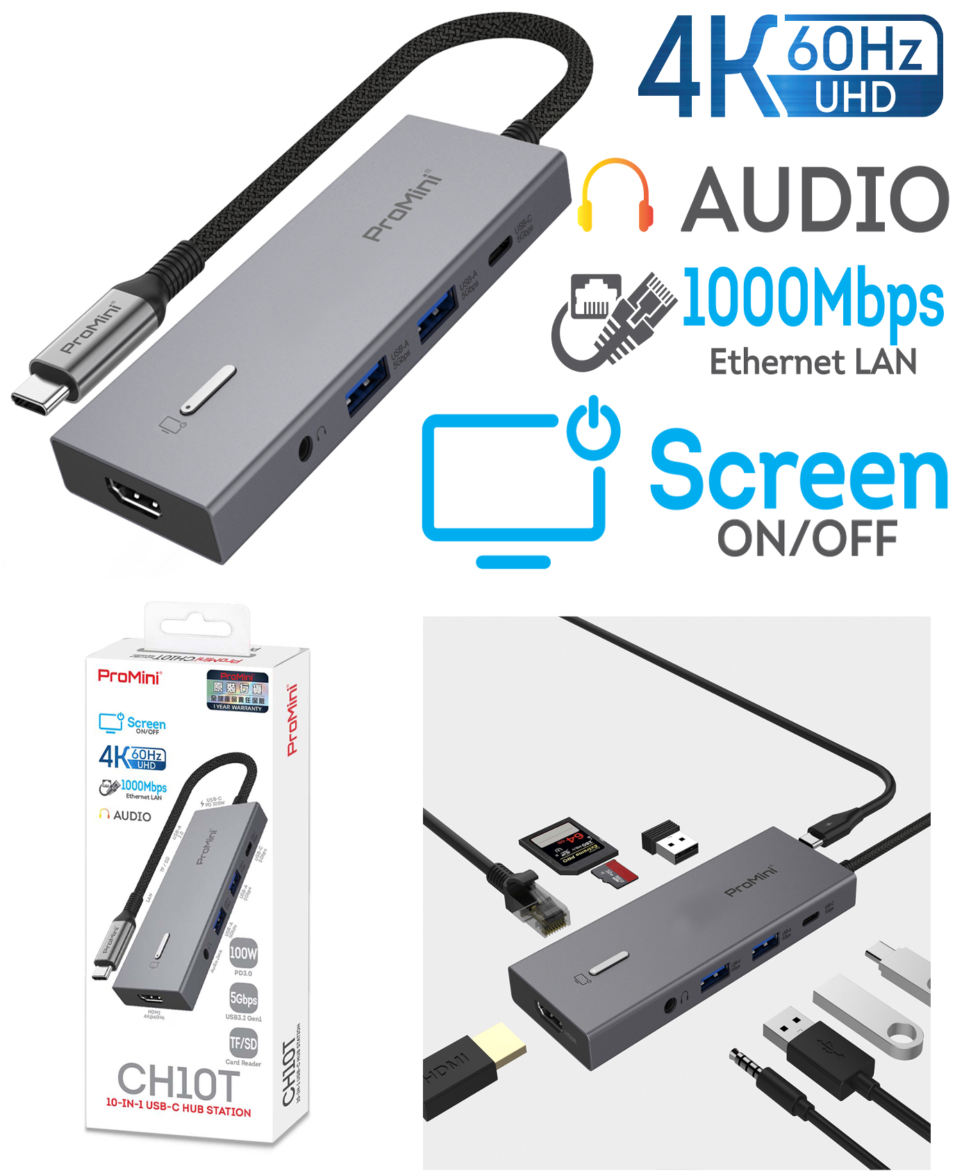 ProMini CH10T 10-in-1 USB-C Hub Station