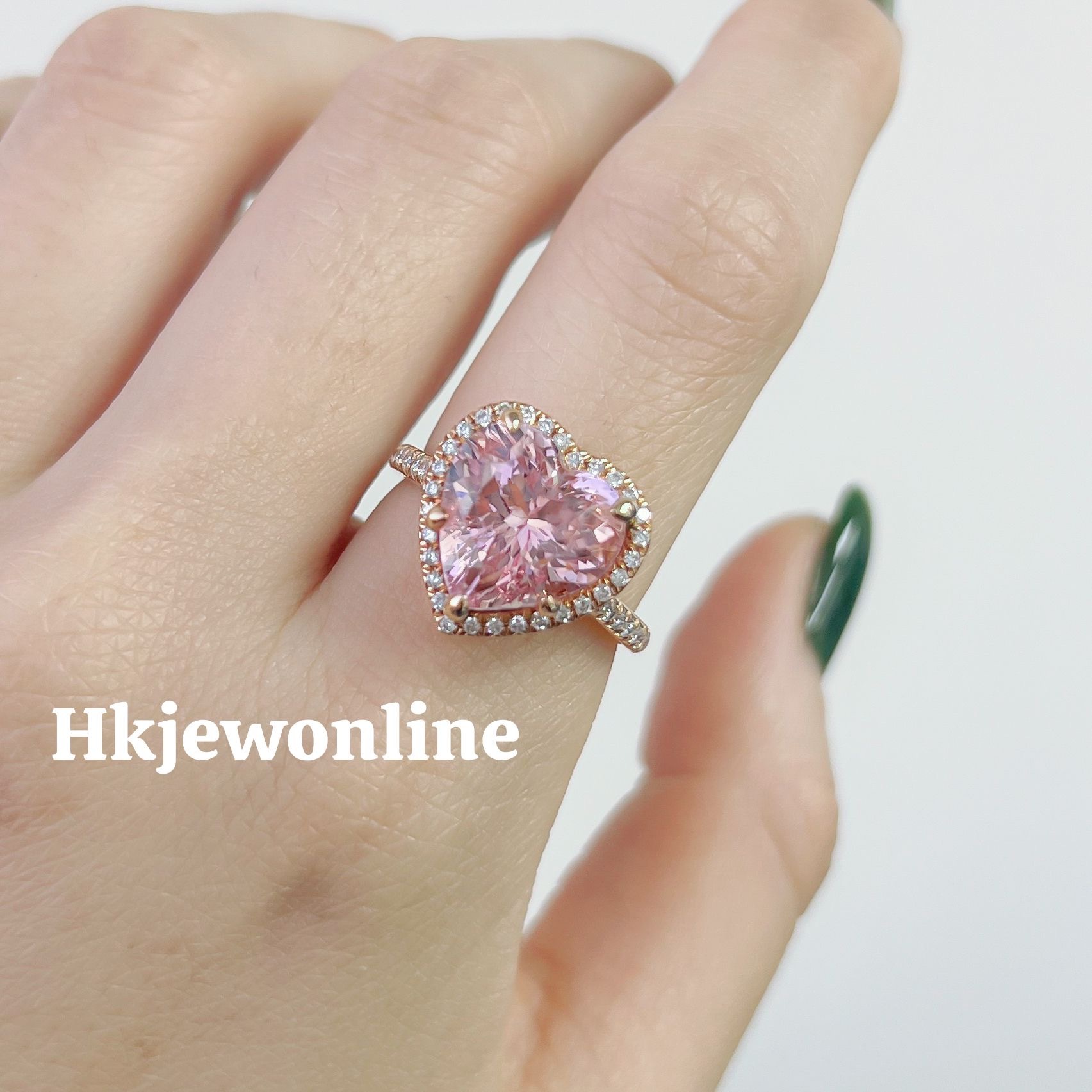 ❤️ 18K Rose Gold 4.84ct Heart Morganite Diamond Ring