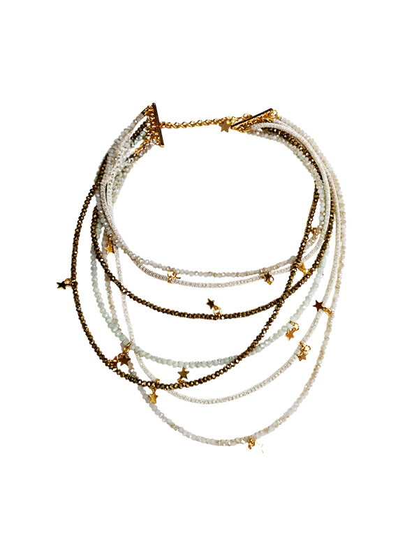 LORENA 多層串珠短項鍊(卡其)