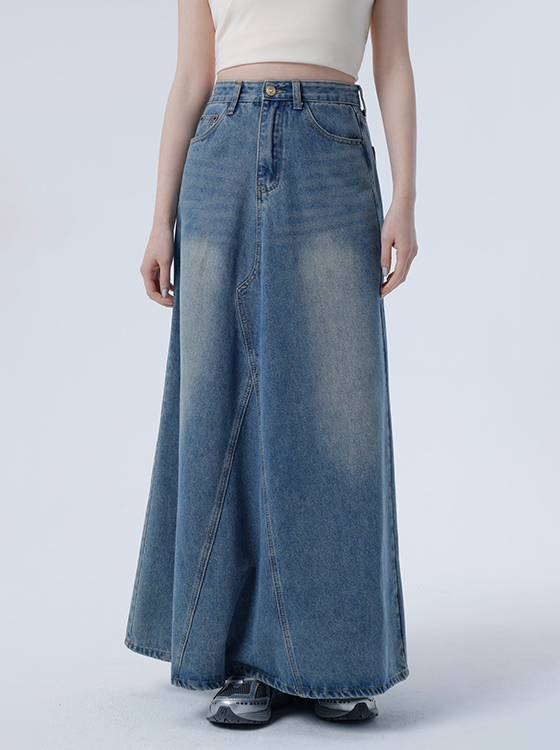 造型剪裁牛仔長裙