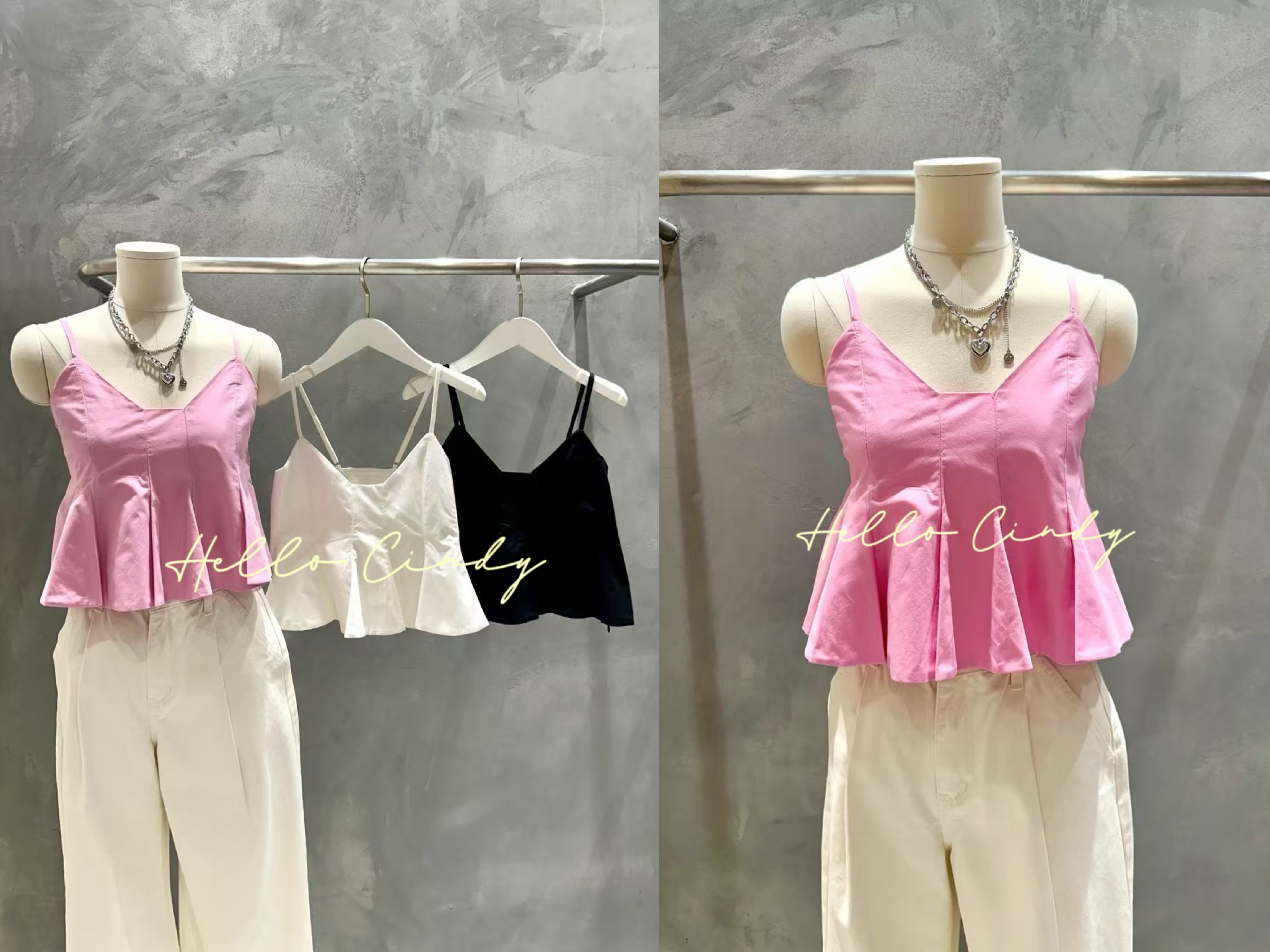 N04001 現貨-正韓設計師品牌百褶造型細肩帶上衣