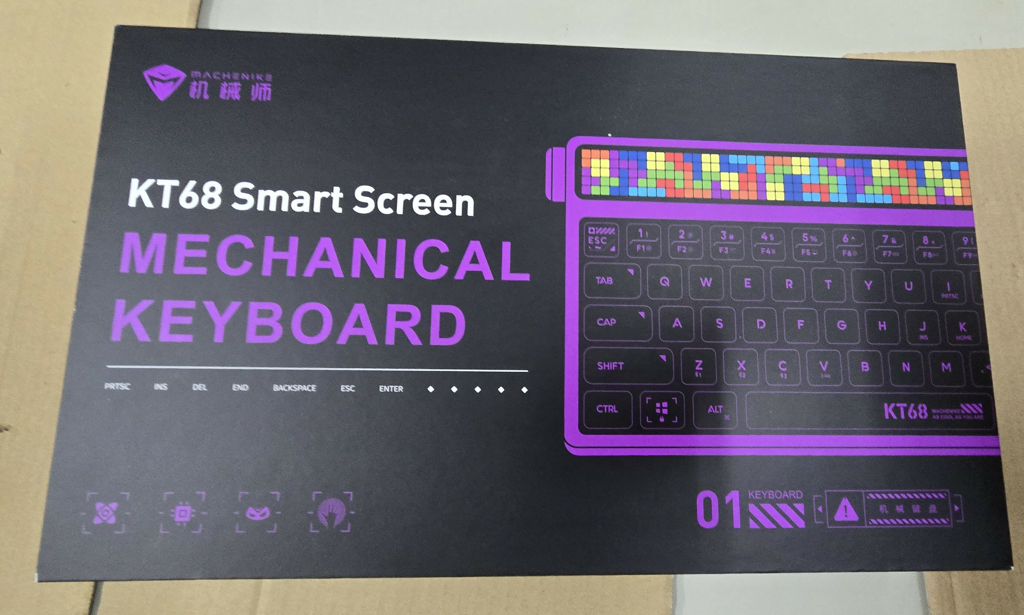 Machenike KT68氷静軸 メカニカルキーボード スマートスクリーン搭載