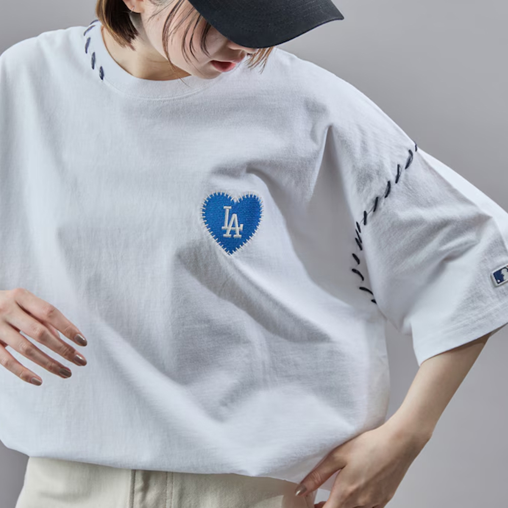 日本特別限定 PUBLUX x MLB 愛心 刺繡 手工縫製 棒球縫線 外縫線  棒球 短T 短袖上衣