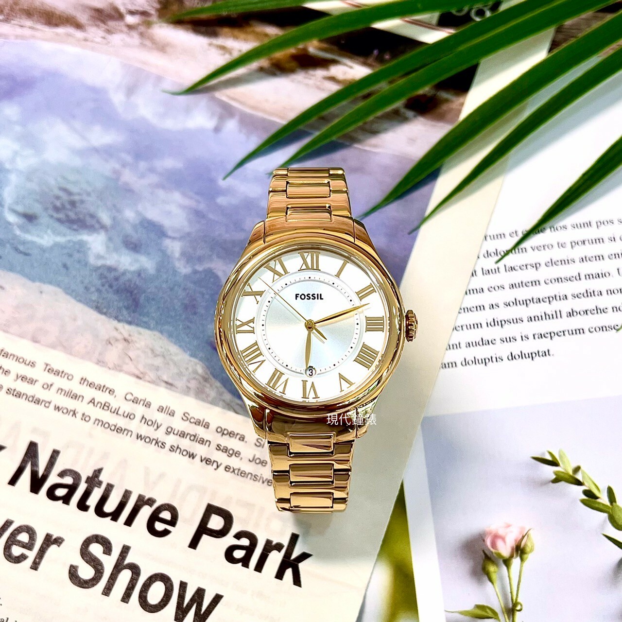 【FOSSIL】Gilmore 優雅金飾羅馬數字女錶ES5395 38mm現代鐘錶