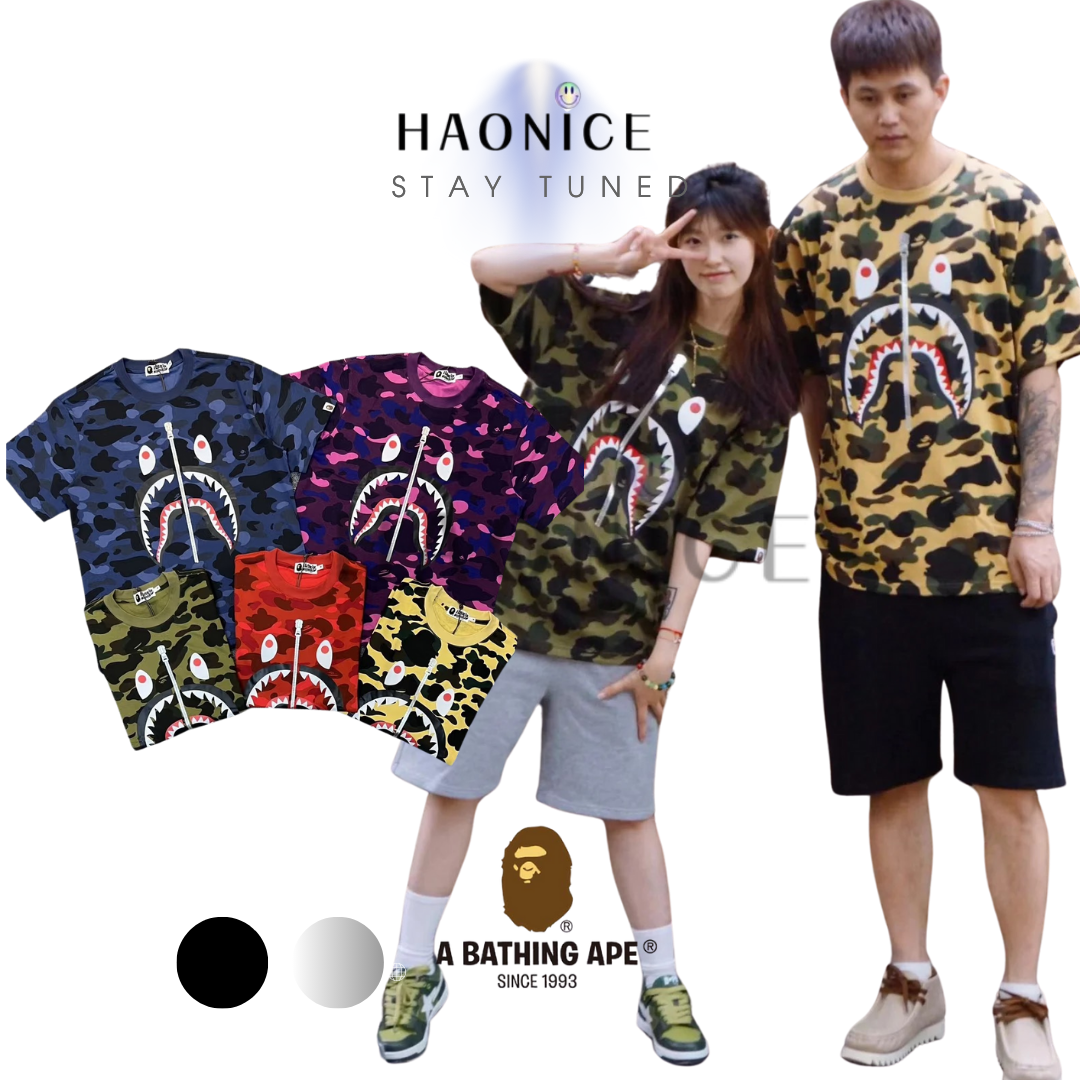 【HAO NICE 】香港經銷商🇭🇰100%日本🇯🇵正品 日本潮流  BAPE經典迷彩鯊魚WGM經典純棉滿版迷彩🔥(XX057)