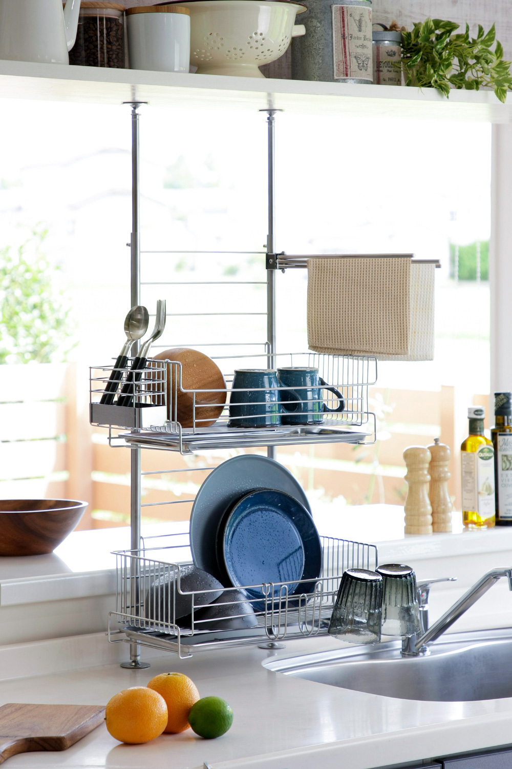 《下村企販》TSUBAME系列 日本製全不鏽鋼頂天立地雙層瀝水架