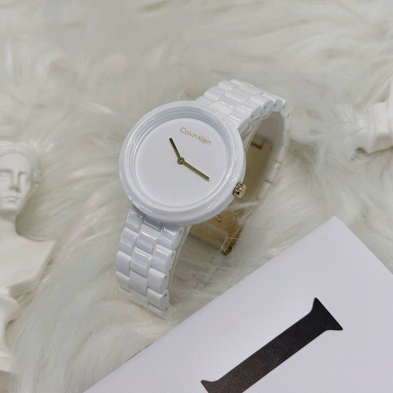 【CALVIN KLEIN】簡約時尚優雅白陶瓷女錶 CK25100072 34mm 現代鐘錶