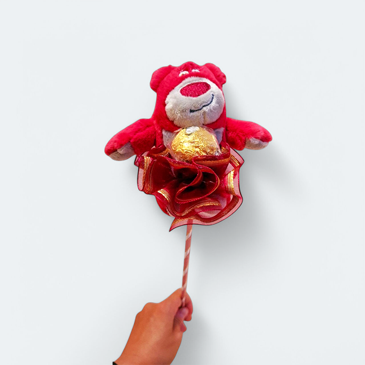 單支玩偶金莎花棒(草莓熊)