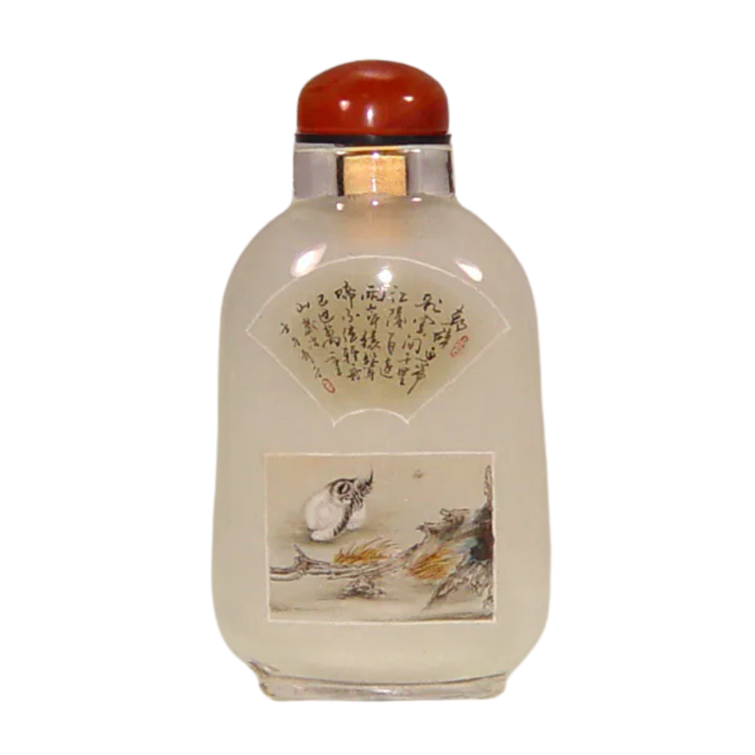 雙貓鼻煙壺 靈動貓影與書法藝術交織雅趣