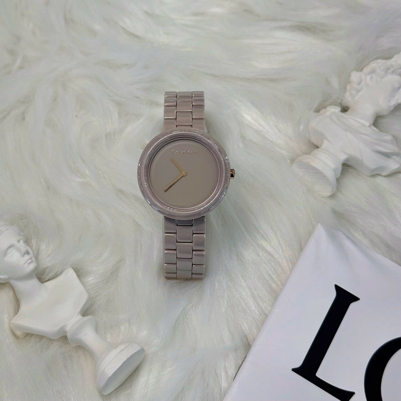 【CALVIN KLEIN】簡約時尚奶茶色精緻陶瓷女錶CK25100073 34mm 現代鐘錶