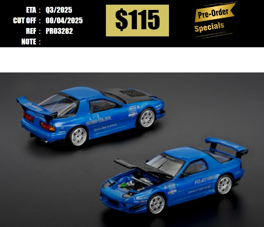 PO-$115 * POP RACE * 1:64 MAZDA RX7 (FC3S) RE-AMEMIYA RE-AMEMIYA BLUE [OD28/03]