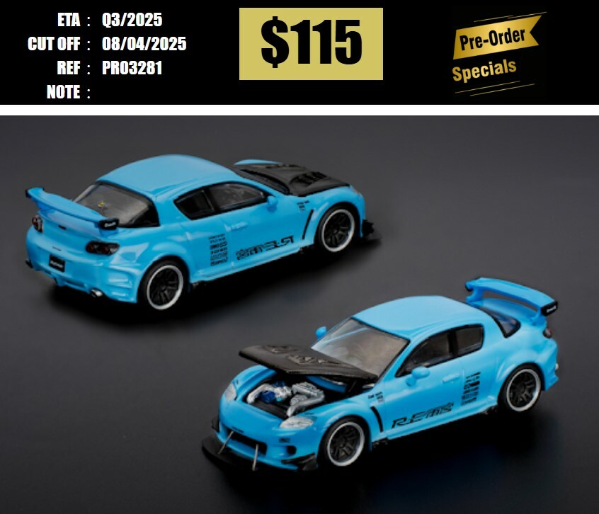 PO-$115 * POP RACE * 1:64 MAZDA RX-8 RE-AMEMIYA LIGHT BLUE [OD28/03]
