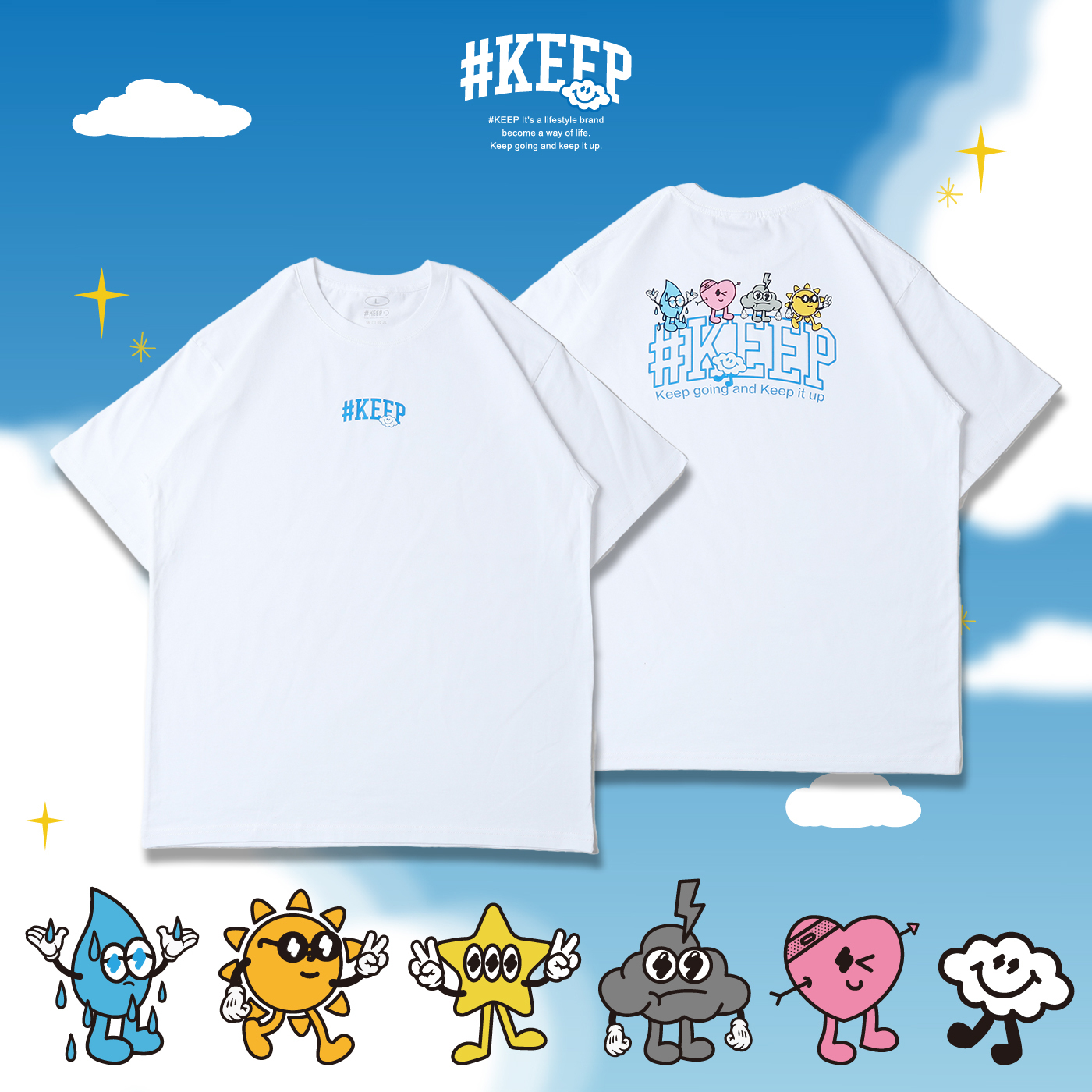 #KEEP TAKE A WALK TEE 白色 黑色 KEEP 宇宙系列 好朋友散步短TEE【KS285】