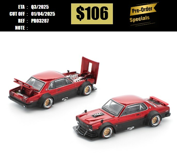 PO-$106 * POP RACE * 1:64 SKYLINE GT-R V8 DRIFT (HAKOSUKA) - RED BLACK [OD28/03]