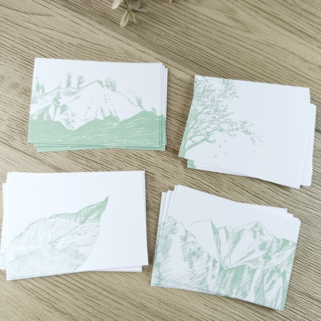 無色綻放．山樹葉 便箋卡 拼貼素材