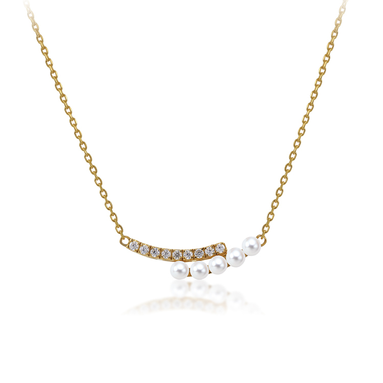 天然珍珠「愛的點點滴滴」925純銀14K金色套鍊(16吋+2公分延長鍊)-SPS0017