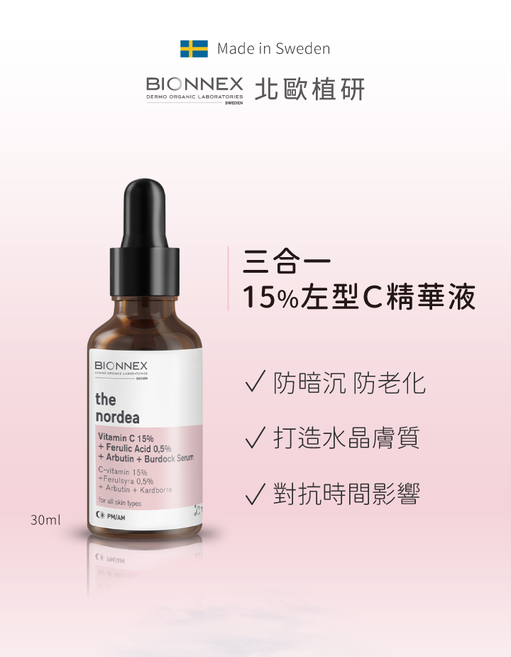 Bionnex北歐植研三合一15%左型C精華液 維他命C精華液