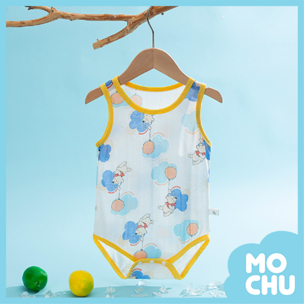 (100cm現貨)氣球維尼竹纖維薄款無袖包屁衣