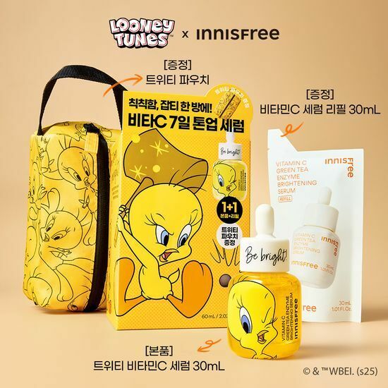 [01/04 - 31/05] Innisfree x Tweety Vitamin C Green Tea Enzyme Brightening Serum 30ml [Olive Young Double Planning Set]
