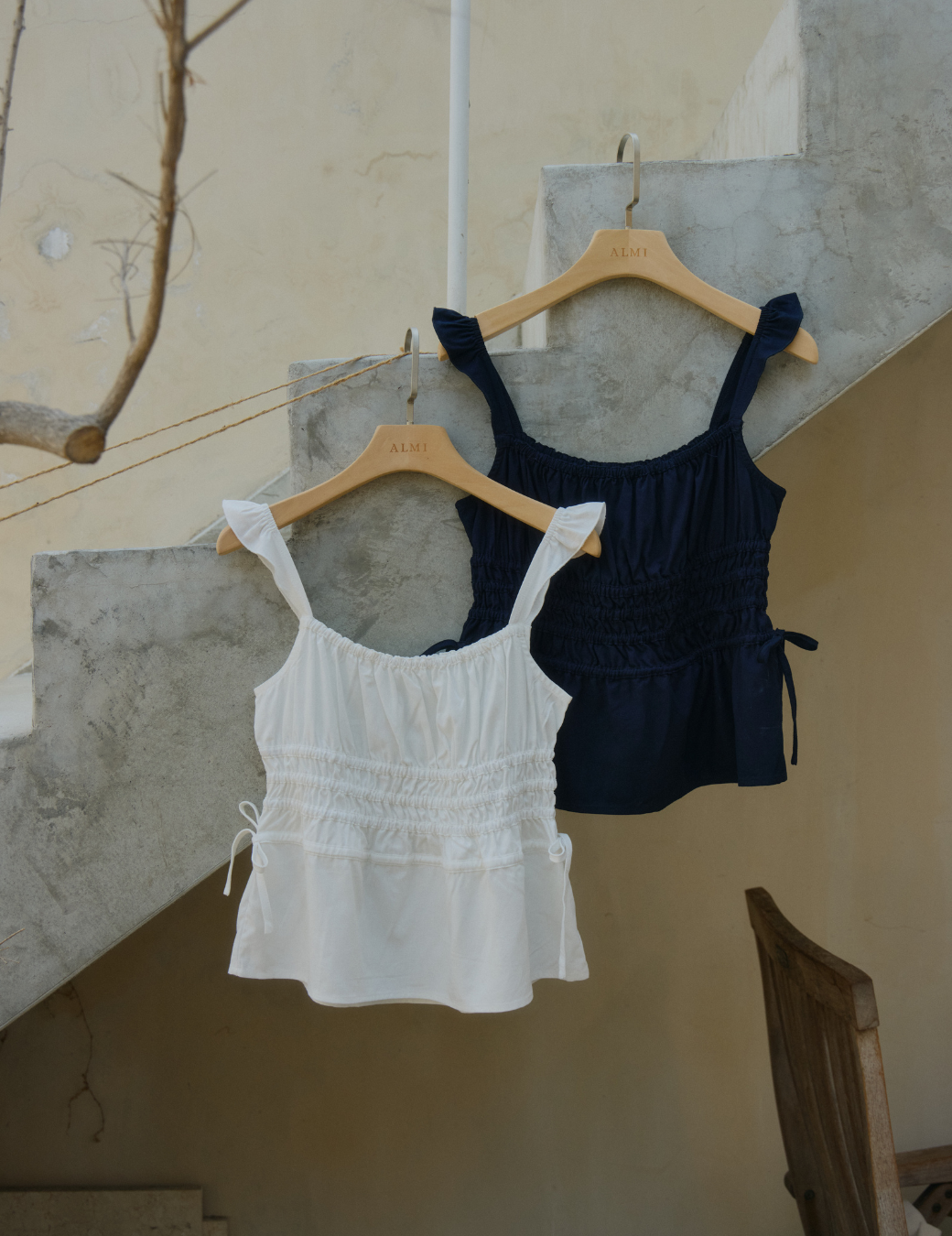 棉麻荷葉縮腰背心（白色/3尺寸）