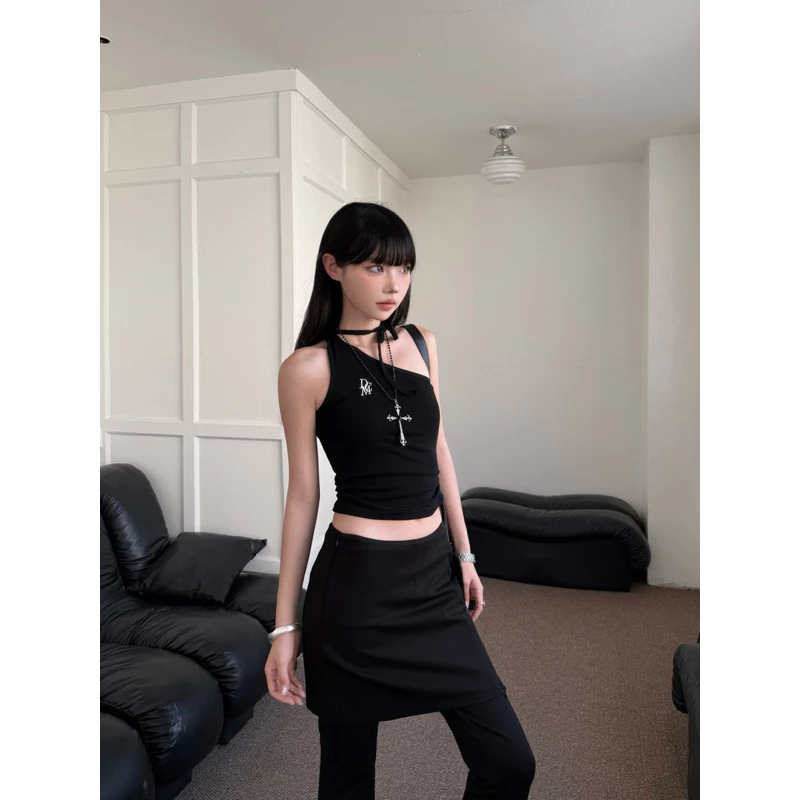 (GOAL) DCM 背心 平口 一字領 斜肩 內搭 刺繡