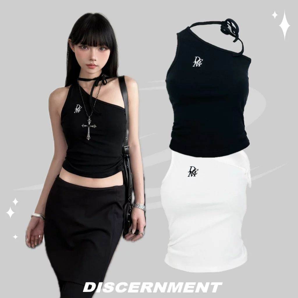 (GOAL) DCM 背心 平口 一字領 斜肩 內搭 刺繡