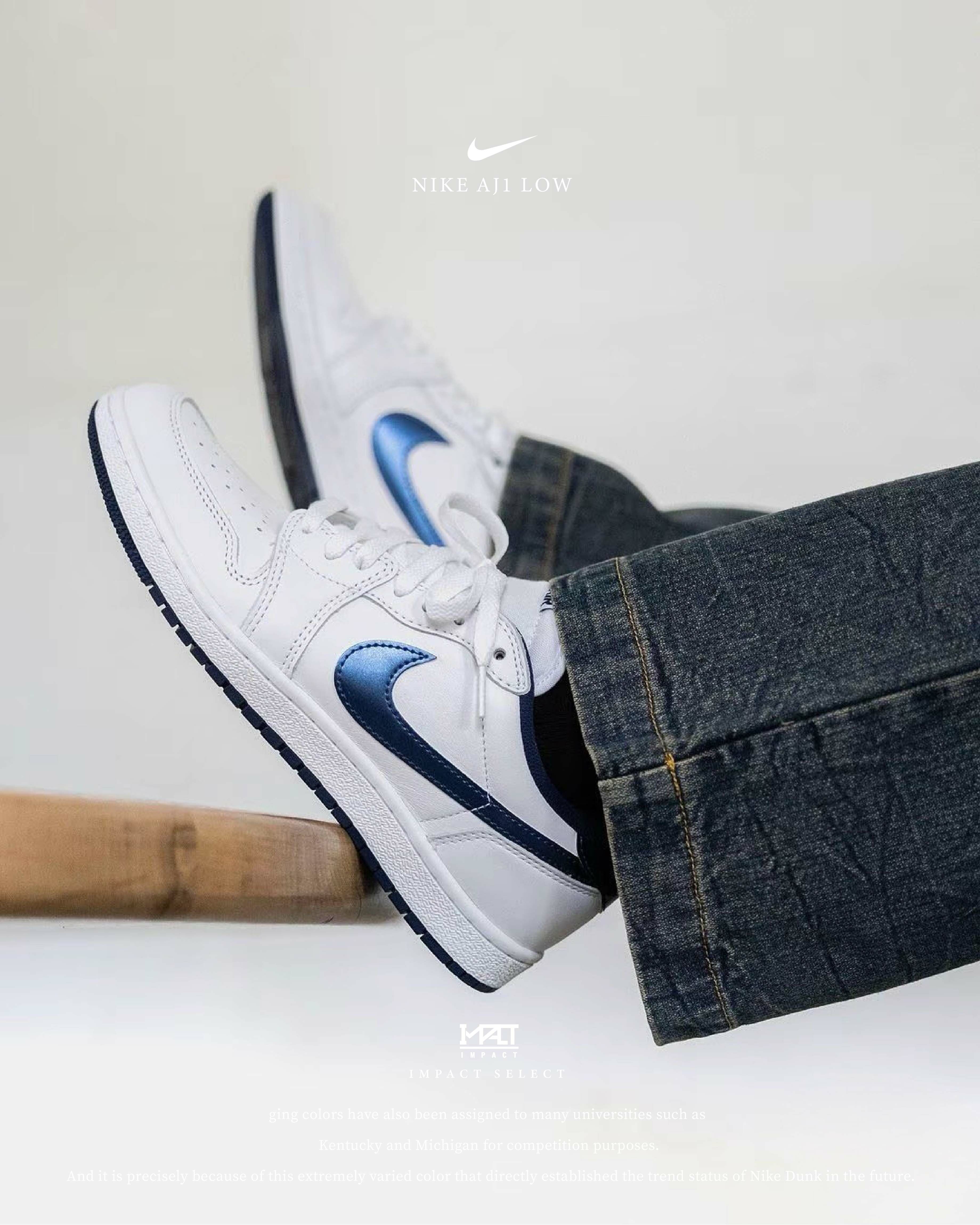 Nike Air Jordan AJ1 Low 金屬藍 海軍藍 皮革 金屬色 FB9933-141