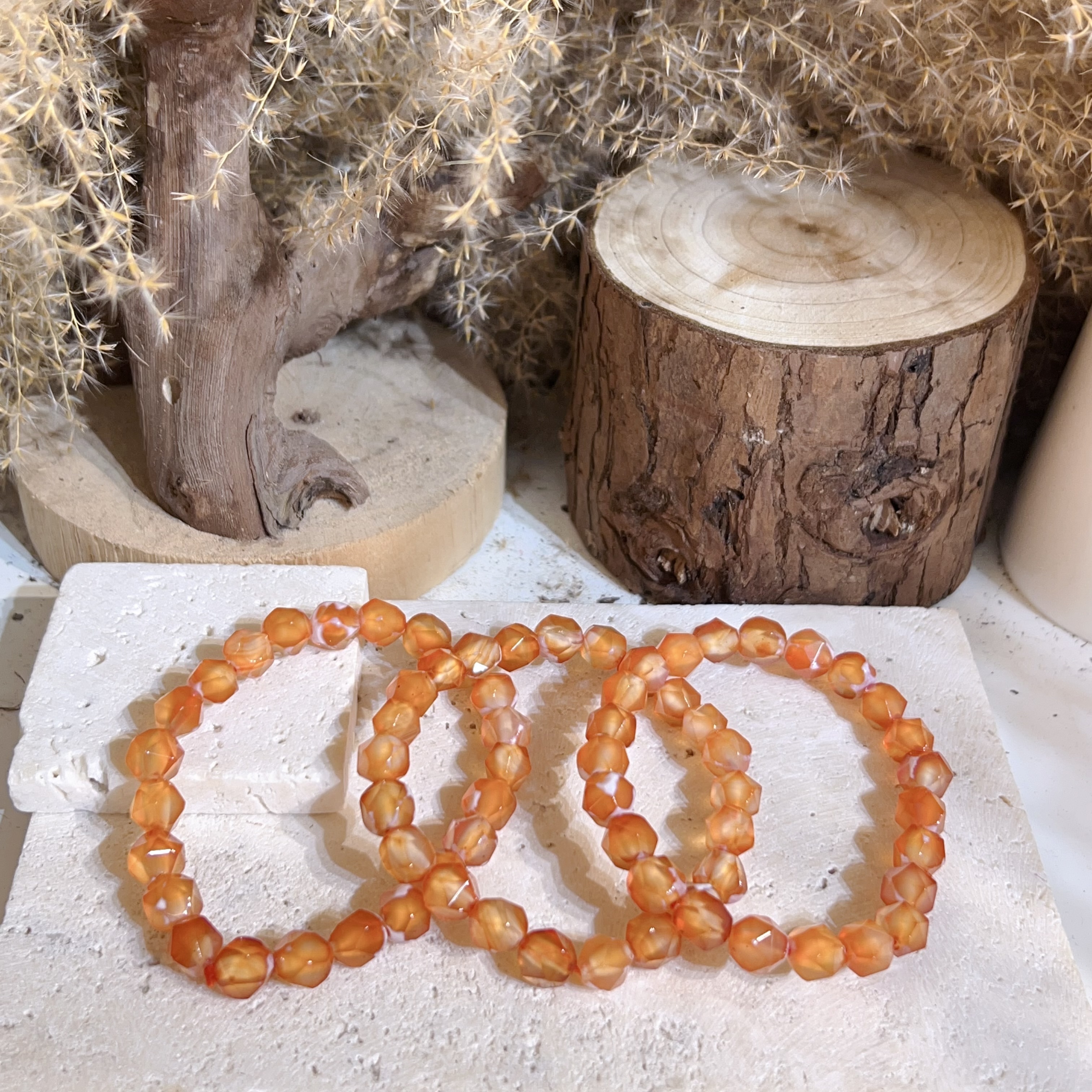 溏心紅瑪瑙鑽切手串 7mm