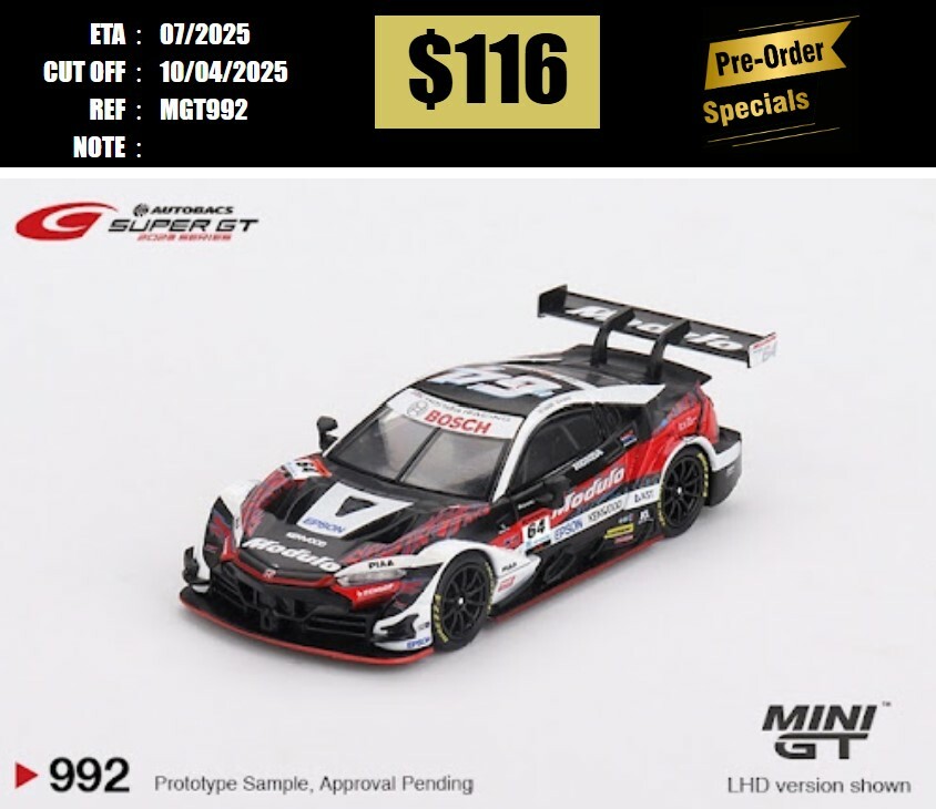 PO-$116 * MINI GT * 1:64 #992 Honda NSX-GT "Type S" GT500 #64 "Modulo NSX-GT"  Modulo Nakajima Racing  2023 SUPER GT Series/ SUPER GT Blister Packaging [OD28/03]