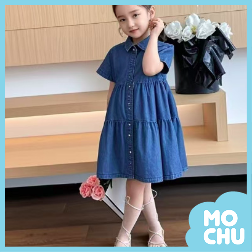 拼接牛仔襯衫連身裙