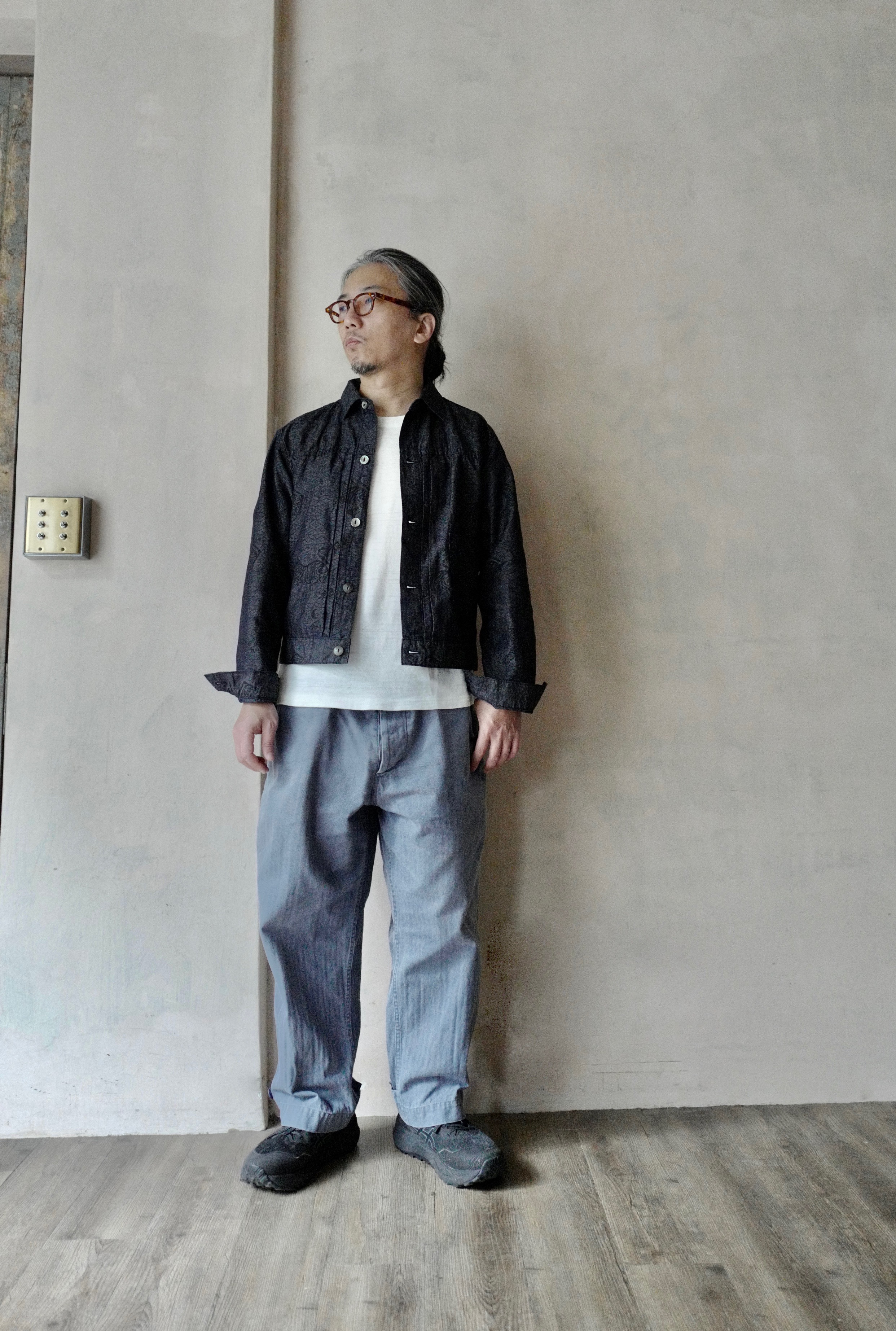 Black Sign “Tiger ＆ Cresent moon” Pleats Jacket /Deep Indigo