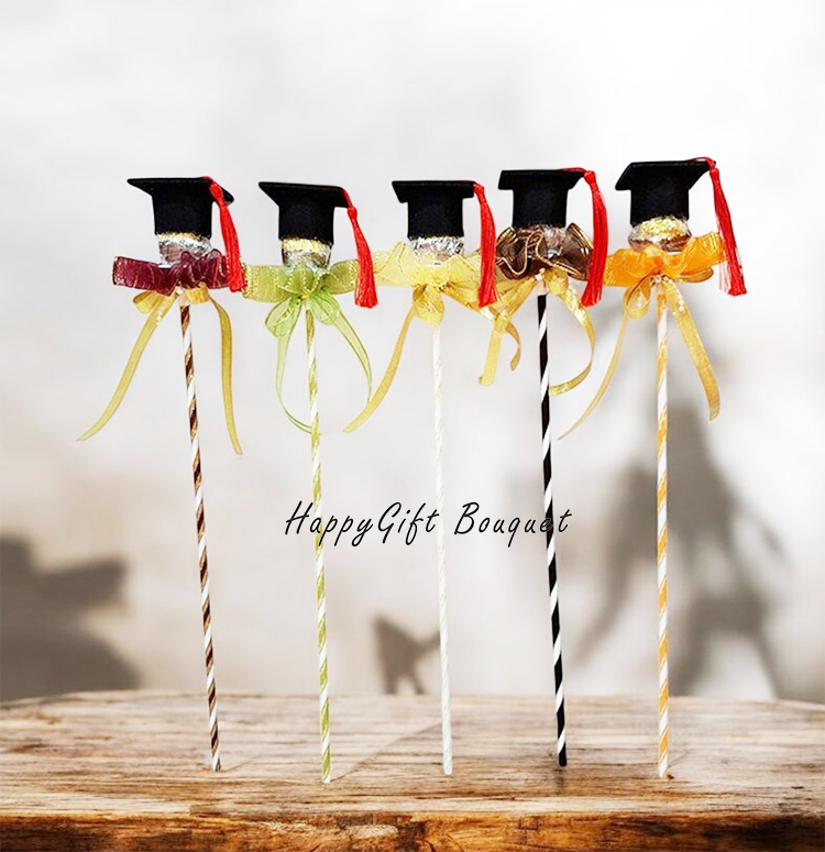 5支畢業帽金莎花束,畢業帽金莎花束,Single graduation cap Ferrero Rocher bouquet, graduation cap Ferrero Rocher bouquet