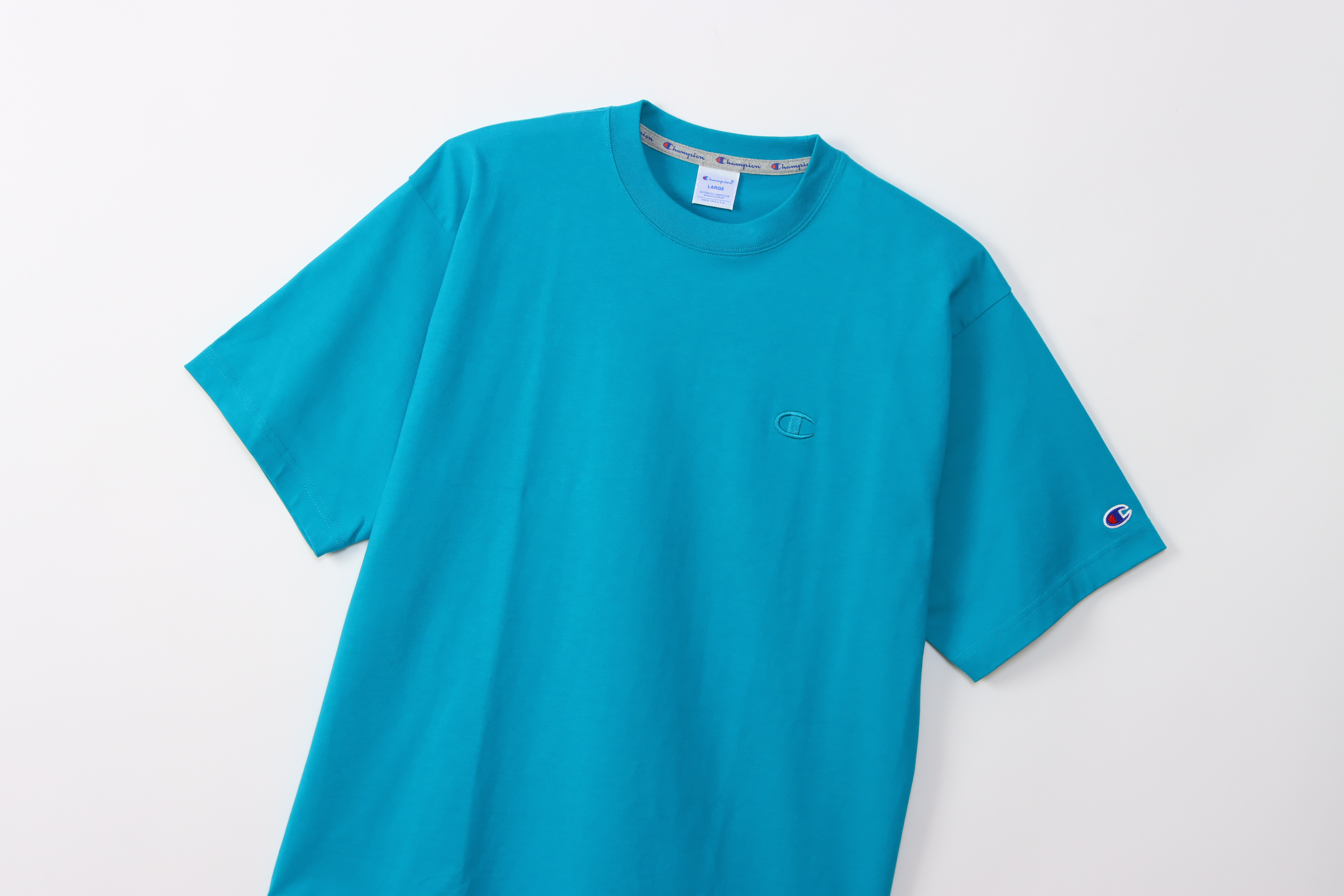 男款 -ACTION STYLE系列厚磅大C刺繡 短袖T恤-青藍（C3-V331-428）