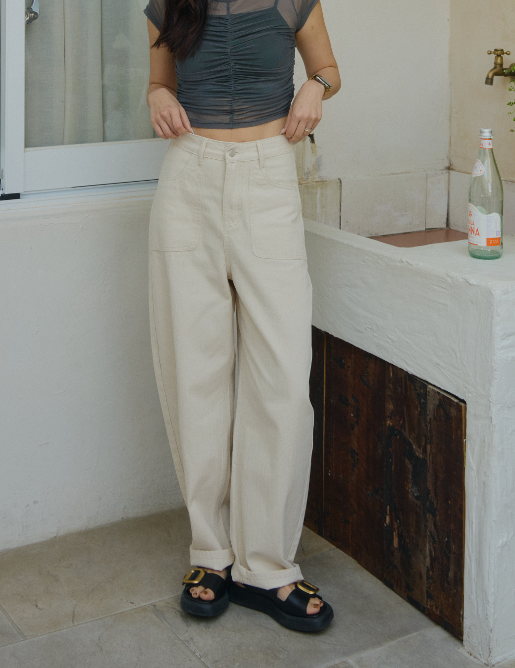 口袋造型軟料繭型褲（4尺寸）