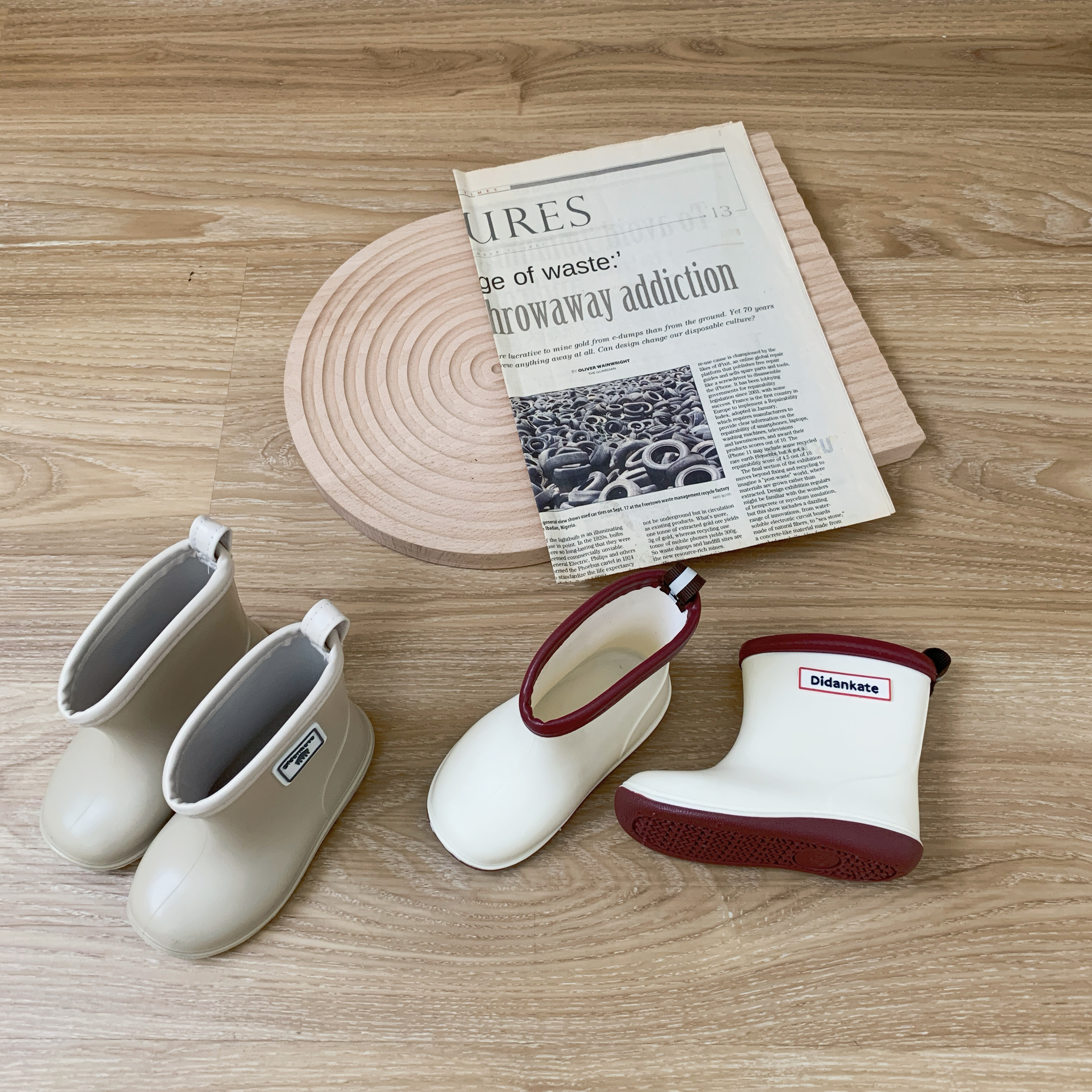 日系純色兒童雨鞋