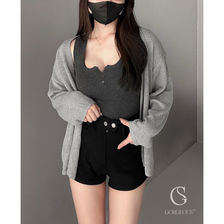 G5915 現貨 「雙釦牛仔短褲」