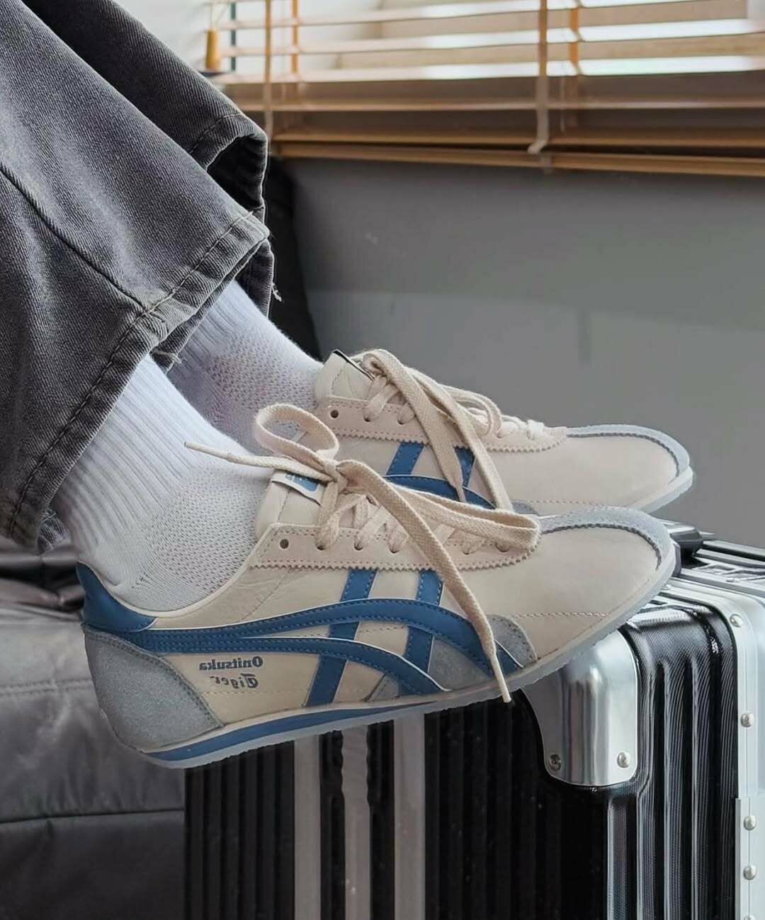 Onitsuka Tiger Runspark 鬼塚虎 奶油白藍 藍色 米白色 皮革 復古 慢跑鞋 德訓鞋 1183B480-250/預購