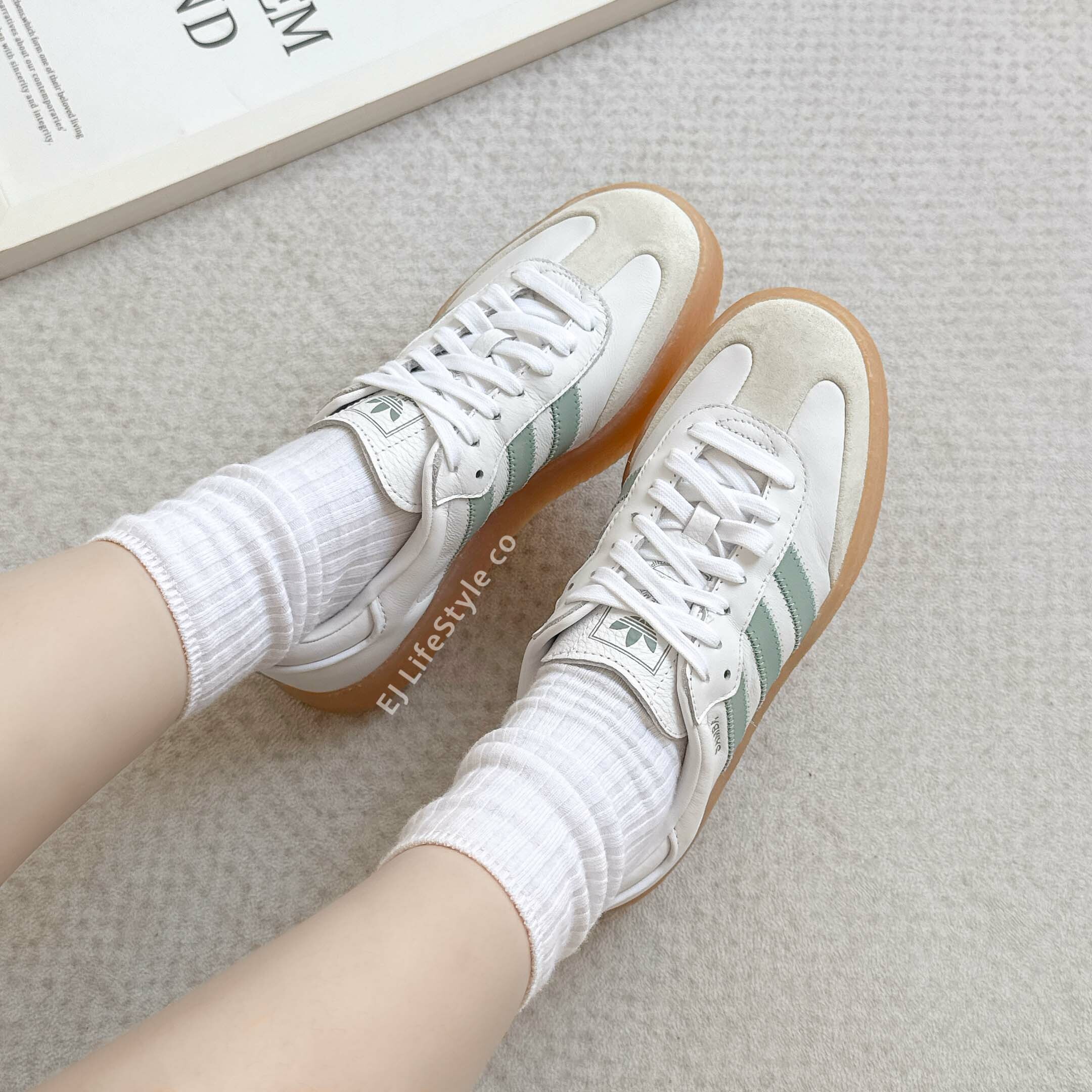 ADIDAS SAMBAE 薄荷綠 淺綠 白綠 增高 焦糖底 厚底 女鞋 JP5609 / 調貨