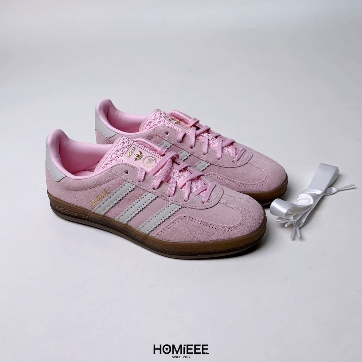 Adidas Gazelle Indoor Pink 焦糖底 麂皮 蝴蝶結 粉色 女鞋 [JI2716]
