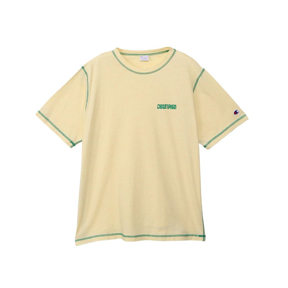 女款-CASUAL裝飾線 LOGO 印花 短袖 T恤-淺黃（CW-B311-721）