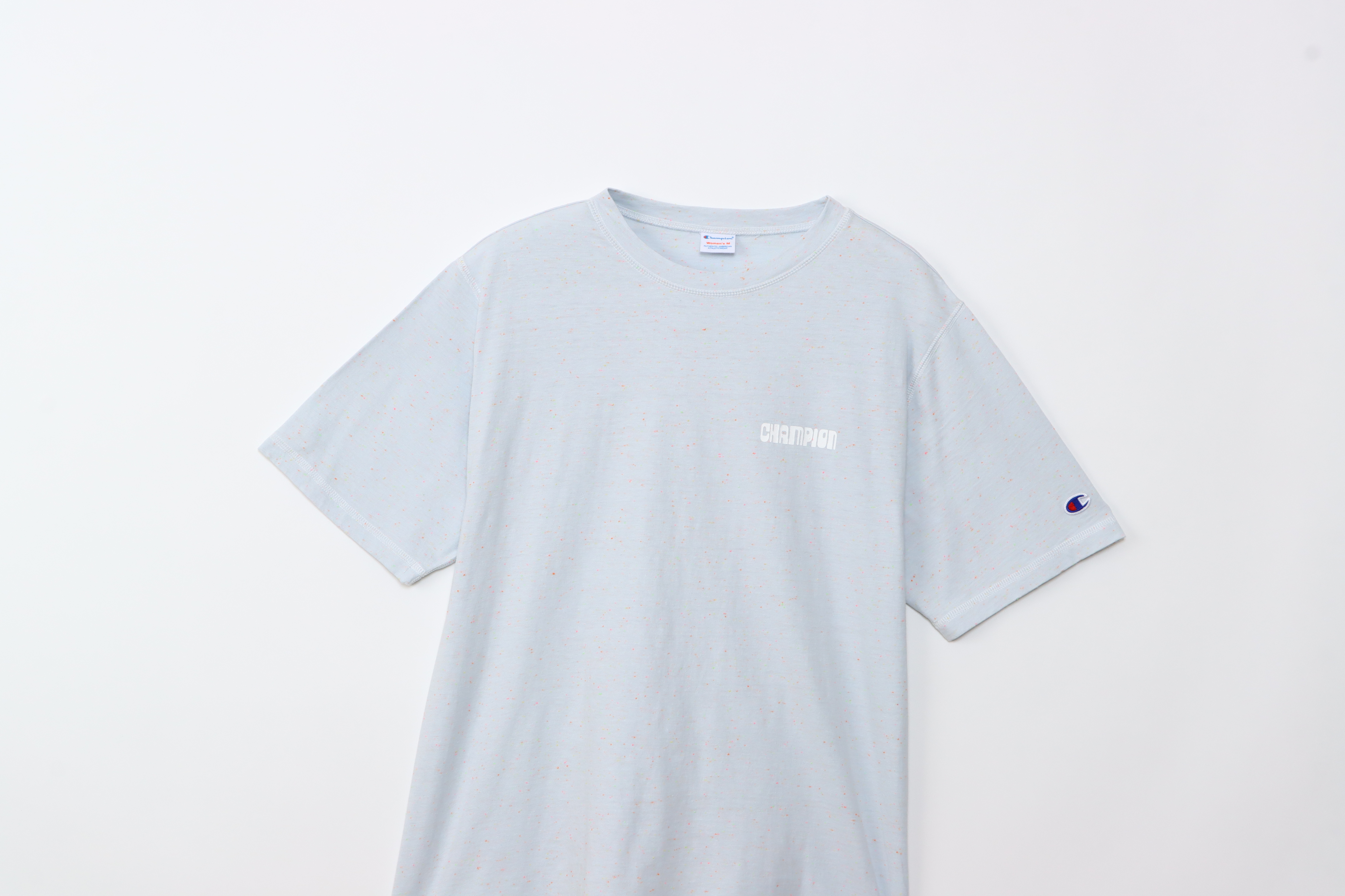 女款-CASUAL裝飾線 LOGO 印花 短袖 T恤-淺藍（CW-B311-797）